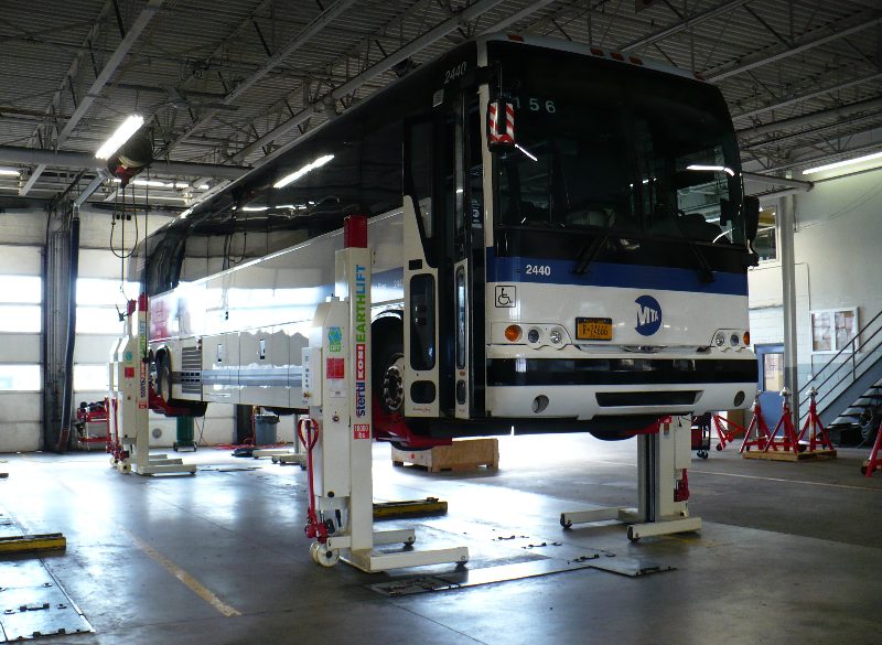 Motor Coach on Heavy Duty Lift